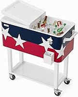 Vista 19 de VINGLI Baúl de hielo rodante de 80 cuartos de galón, carrito portátil para fiestas en el patio, bar, con estante, piscina de bebidas con abridor