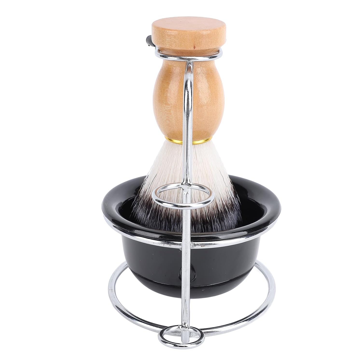 Dioche Shaving Brush Set Premium Grooming Kit with Synthetic Hair Brush Stainless Steel Stand and Shaving Bowl for Men Travel Home Use Composite Wood Handle