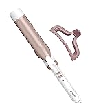 Conair Double Ceramic 1 -Inch Curling Iron with Claw Clip, 1 -Inch Barrel Creates Soft Waves, Hair Waver for Use on Medium & Long Hair, White/Rose Gold