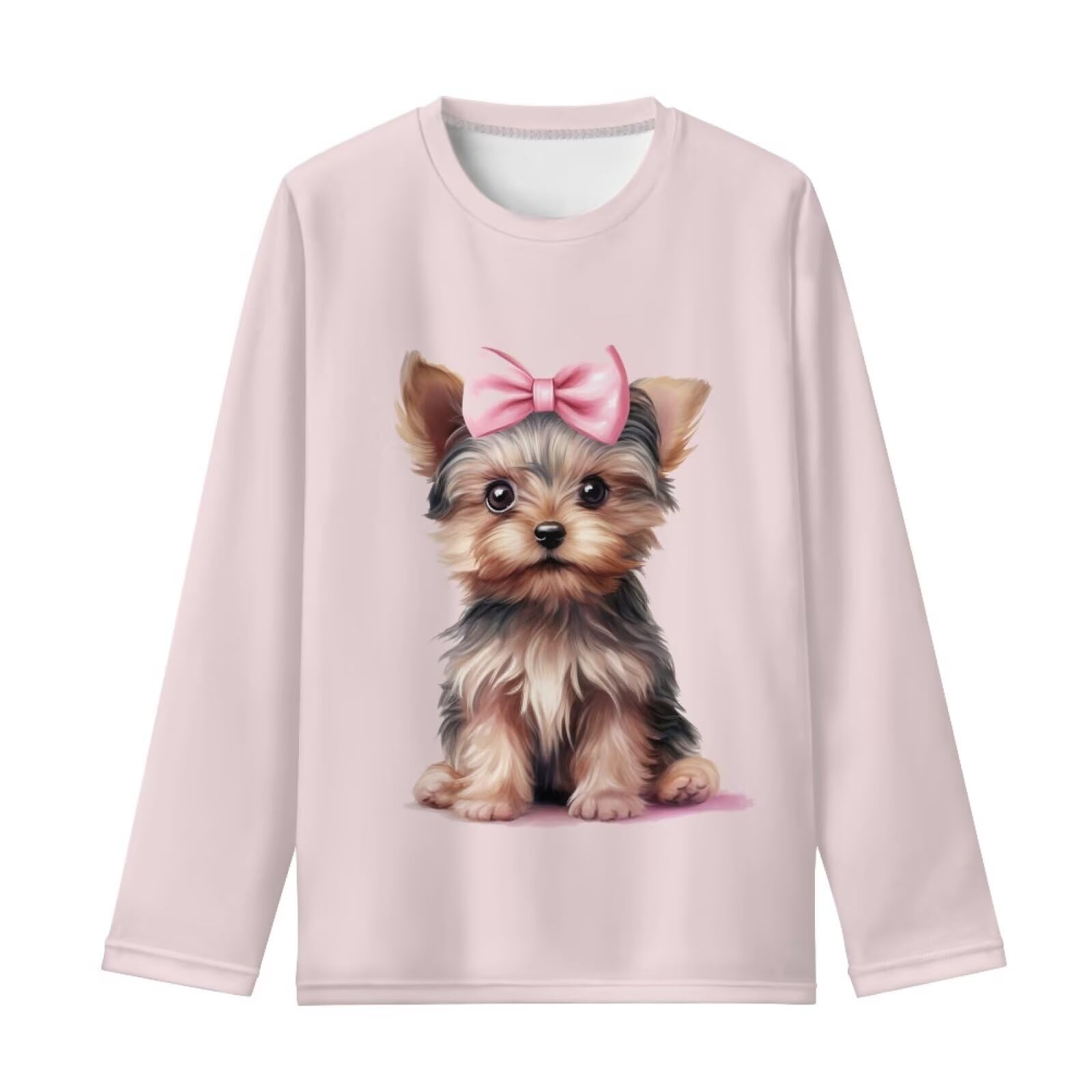 Girls Long Sleeve Shirt with Cute Graphic Casual Pullover Tops 3-16Y
