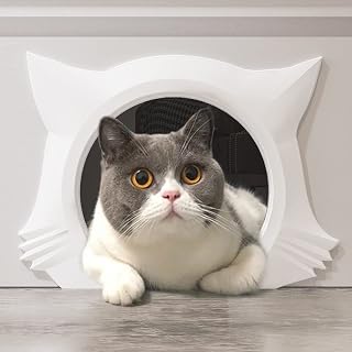InTrans cat Door Interior Door,Indoor Cat Door,Cute Kitty Door,Inside cat Door,pet Door for cat Hole pet Door for Cats up to 21 lbs (White)