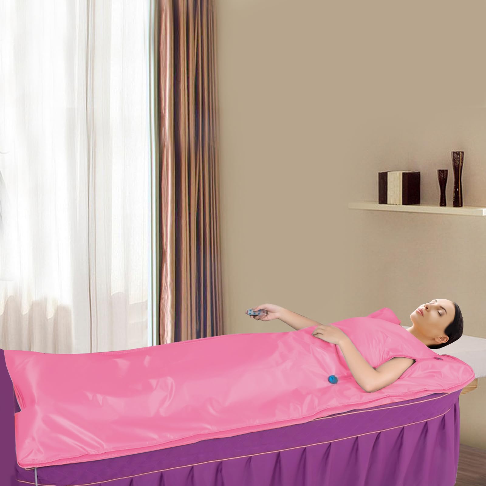 Coperta per sauna a infrarossi con controllo a 2 zone – Mobile Detox sauna per modellare il corpo, terapia anti-invecchiamento e fitness, sacco professionale per sauna a casa (rosa)