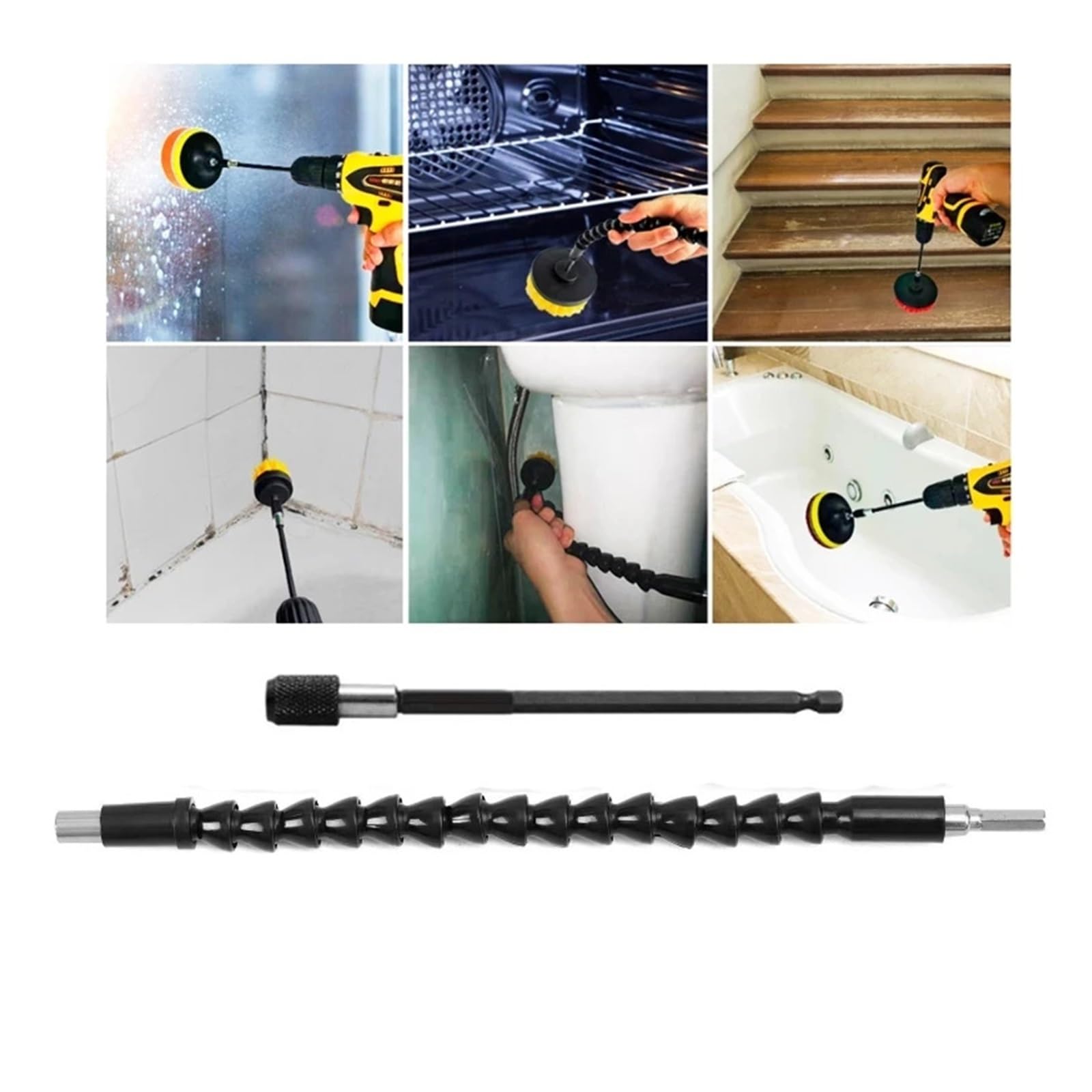 Compatible con el juego de accesorios de cepillo for taladro eléctrico UNTIOR, cepillo for fregar a presión, pulidor de automóviles, kit de limpieza de cocina y baño, herramientas de limpieza de inodo