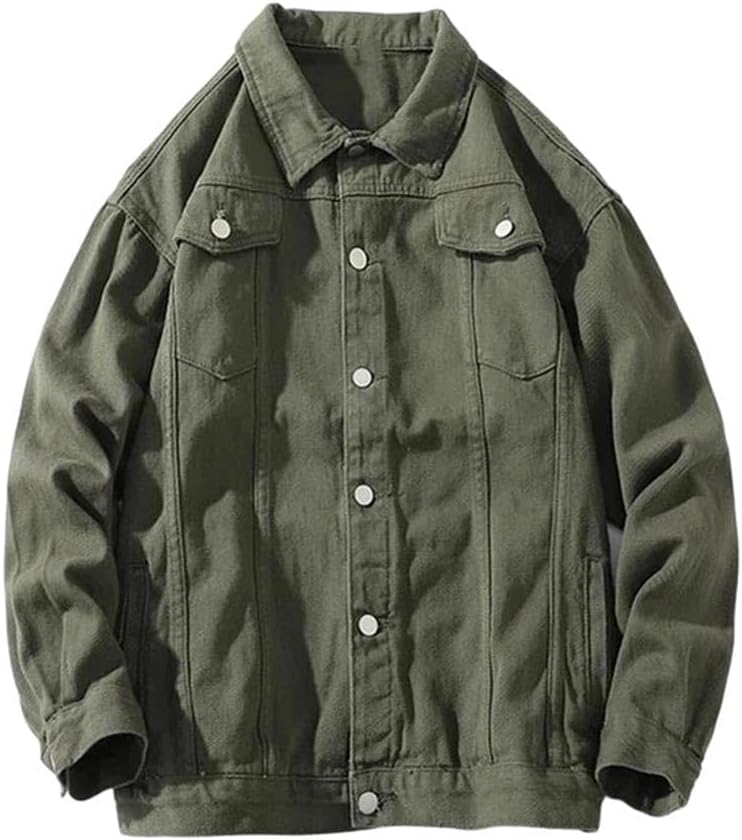 Men Denim Jacket Single-Breasted Long-Sleeved Coat