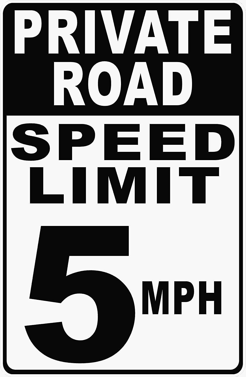 Eletina Aluminum Metal Sign Private Road Speed Limit 5 MPH Sign (2 Pack, 8x12 inches, Minimalist Style, Warning, Traffic)