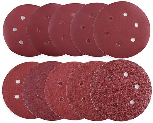 6 Inch 6 Holes Sanding Discs, 16PCS 40 60 80 100 120 180 240 320 400 600 800 1000 1200 1500 2000 3000 Grit Sandpaper Assortment Orbital Sander Sandpaper, Hook and Loop Round Sand Paper
