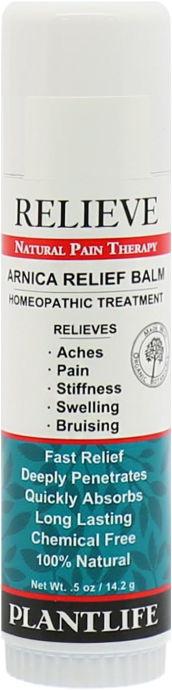 PlantlifeArnica Relieve Balm - Made with Arnica and 100% Pure Essential Oils - Relieve Products are a Homeopathic Solution for Everyday Use - Works Quickly and Effectively - Made in California