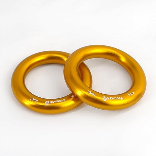 Miniatura 6 de NewDoar Anillo de rappel de oro de 25 kN, conector de cuerda grande para escalada en roca, hamaca de rescate y holgura