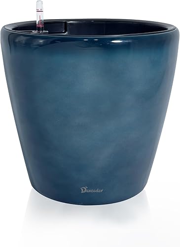 Vista 17 de Dexceder 15x14 Maceta de Autorriego con Ruedas para Interior y Exterior, Diseño de Maceta Interna, Maceta Grande y Gruesa para Piso con Indicador