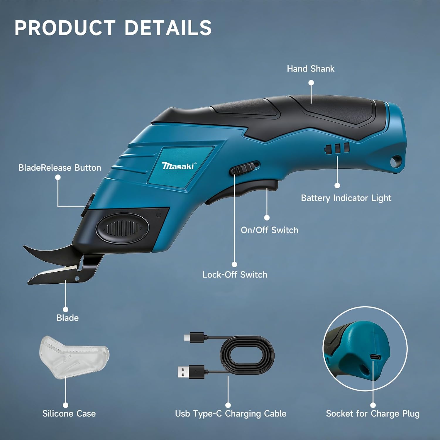 Electric Scissors Cordless, Rechargeable Cardboard Cutter with Safety Lock, Box Cutter Fabric Cutter for Cutting Cardboard Leather Carpet