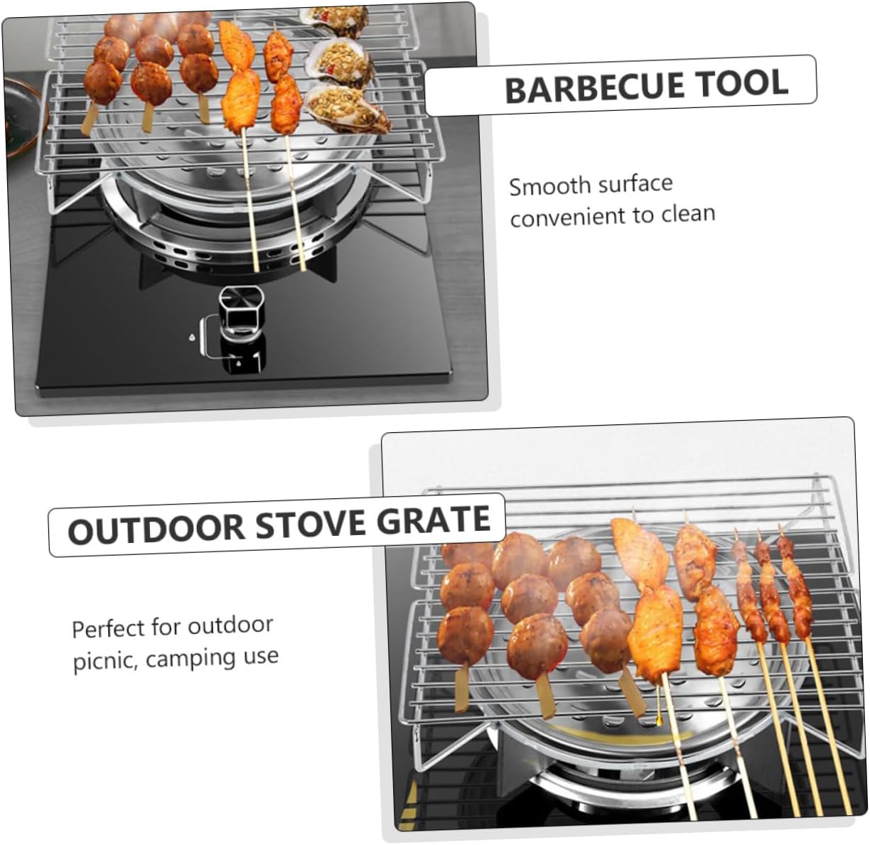 GALPADA 1Pc Stainless Steel Barbecue Grill Rack Portable Camping Tool for Outdoor BBQ Picnic and Garden Use Durable and Easy to Clean Compact Design for Friends and Family image 2