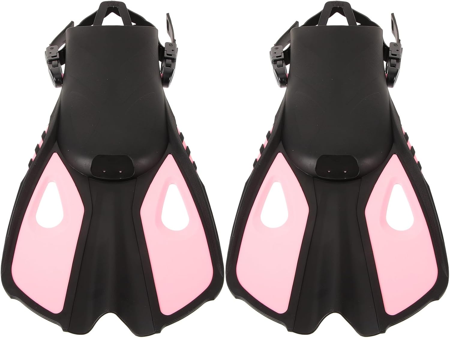 GARVALON Adjustable Pink Silicone Diving Fins for Adults, Pair of L/XL Snorkeling Flippers with Flexible Blades, Swimming Training Equipment for Scuba Diving and Water Sports