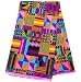Exclusive Patchwork Kente Fabric 6 Yards Ankara Print Faux | Patchwork Kente Print Kente Cloth African Fabric KF347 (Purple and Pink)