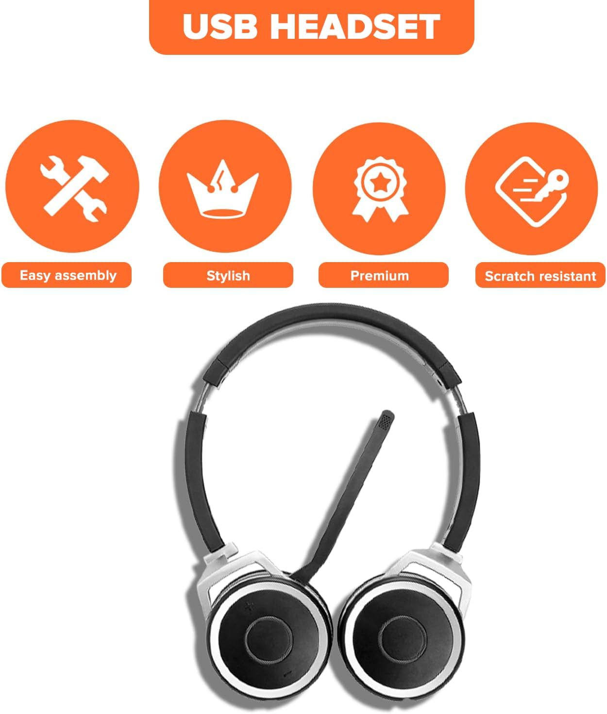 Spracht ZumBT-410 Prestige Bluetooth Headset with Noise-Canceling Microphone | Wireless Headset with Charging Base & USB Dongle for Computer | PC Head Set for Working from Home/Office/Teams/Zoom