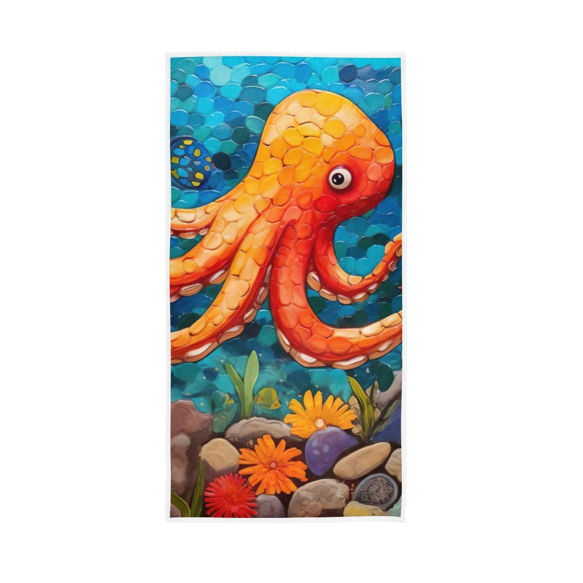 LSRCPD Colorful Mosaic Sea Life Bath Hand Towels for Bathroom, Hand Towels for Bathroom, Shower, Hotel, Spa 15 x 30 Inches
