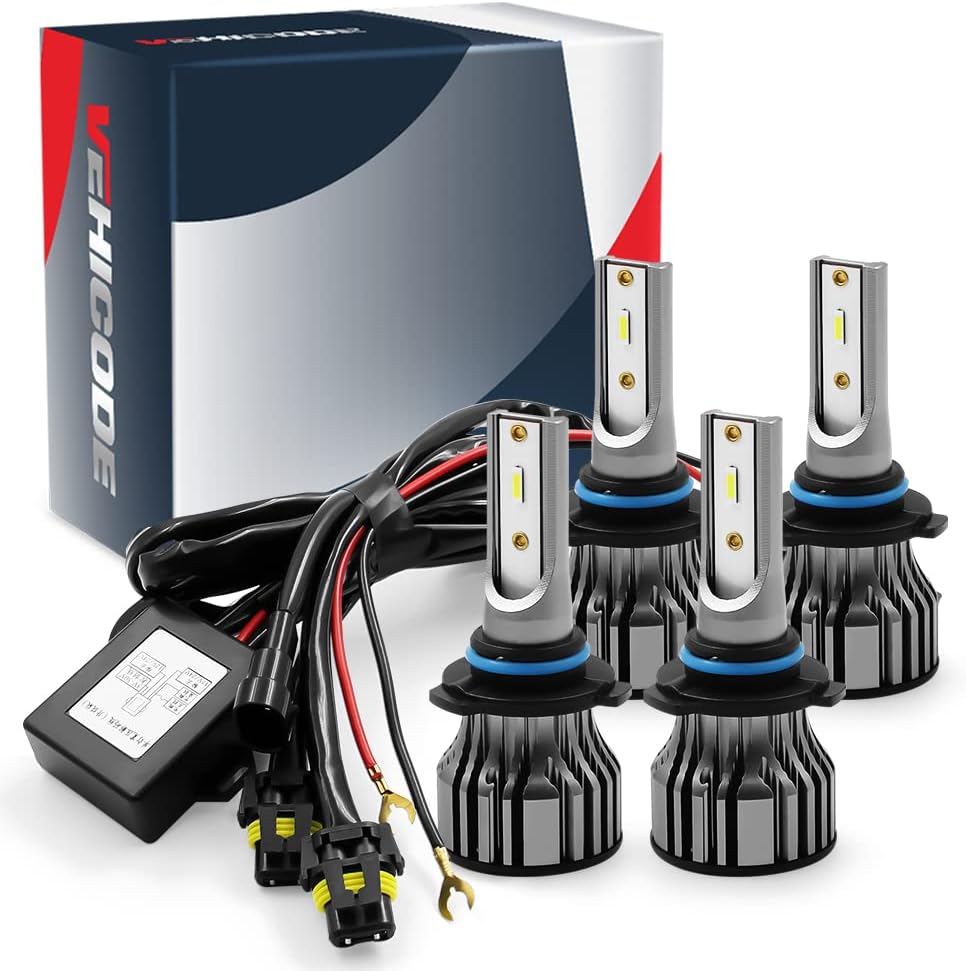 VEHICODE 9006/HB4 9005/HB3 LED Bulbs Combo 6000K Kit with