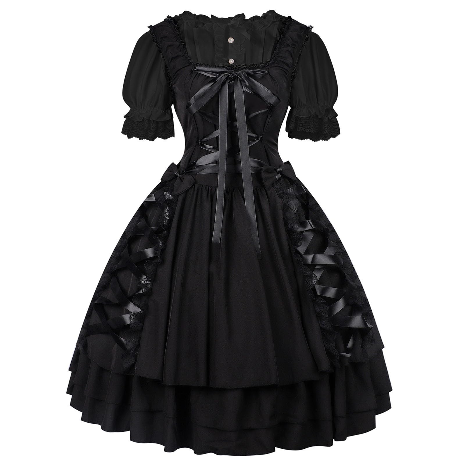 Damen Oktoberfest Elegantes Bayerisches Dirndl Trachtenkleid für Bierfest Damen Festtags Dirndl Karneval Cosplay Kollektion Mittelalterliche Eleganz Gothic Spitze Kleid Für Frauen Ideal Halloween
