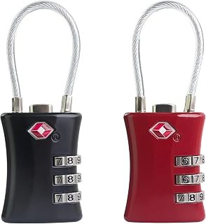 UP Security Suitcase Locks TSA Approved, Small Padlock Combination, TSA Locks for Luggage, Combo Travel Padlock with Code for Backpack, Gym Locker, Ammo Can (Black+Red)