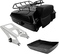 Vista 7 de TCMT Pestillos negros picados para motocicleta, maletero con respaldo compatible con Harley Davidson 2014-2025 Touring CVO Road King Road Glide