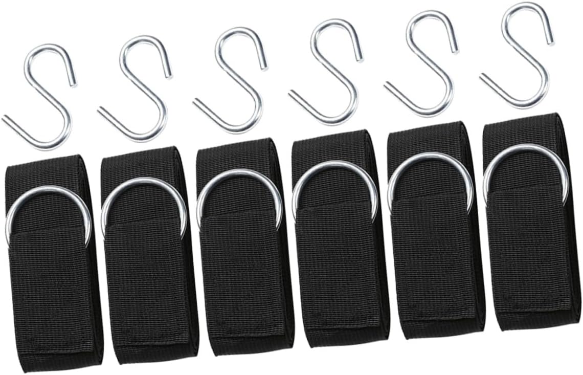 VILLCASE 6pcs Adjustable Outdoor Hammock Rope Straps with Thickened S-Hooks and Reinforced Lashing Ropes for Tree Swing Hanging and Camping Use