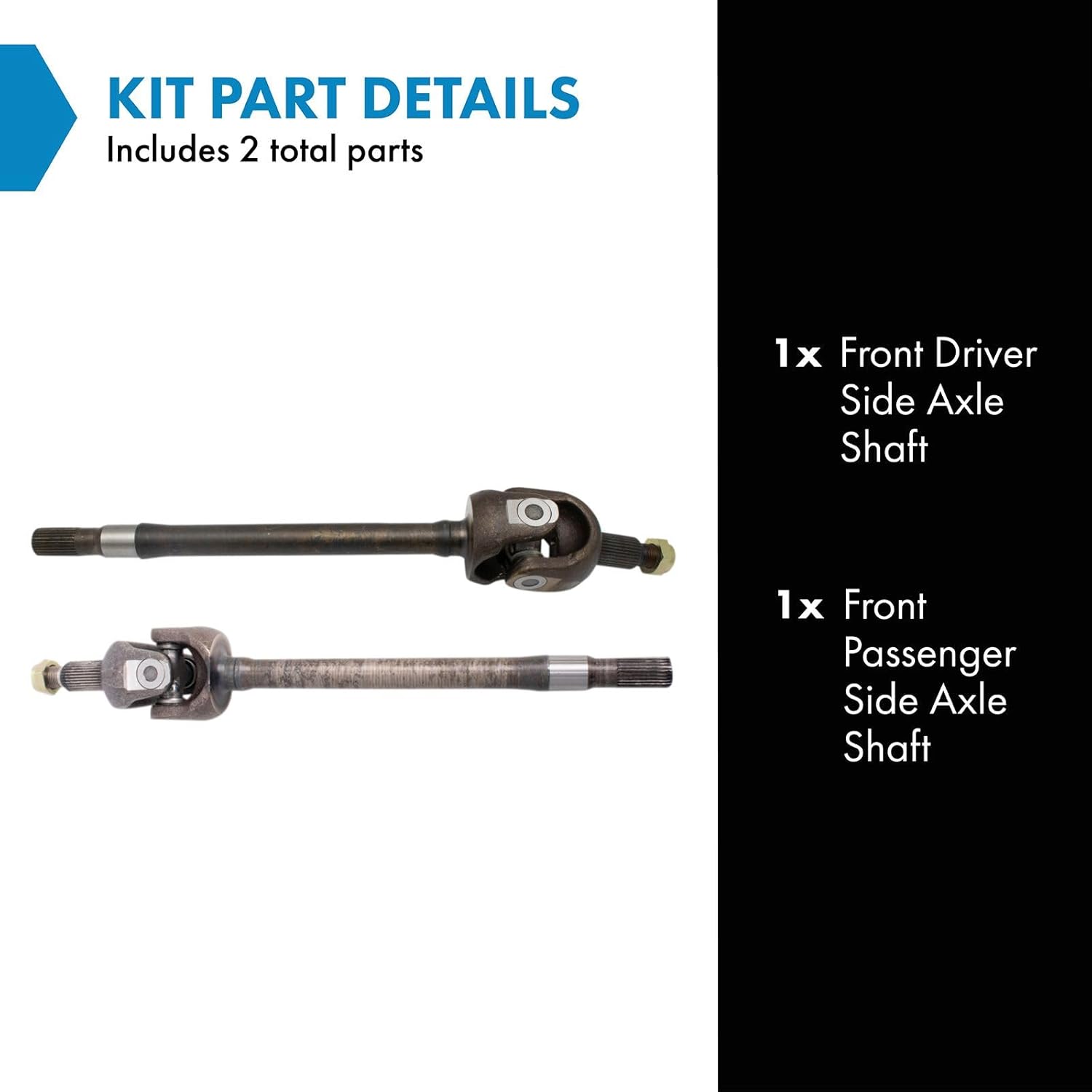 TRQ Front Axle Shafts Kit Pair Set of 2 LH RH for 07-18 Jeep Wrangler w/Dana 30 Axle