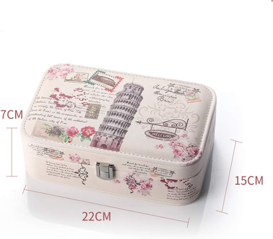 LKMY Exquisite Faux Leather Travel Jewellery Box, Jewelry Case Gift for Women Girls’ Rings Earrings Necklace with Mirror (Bisa) - Image 3