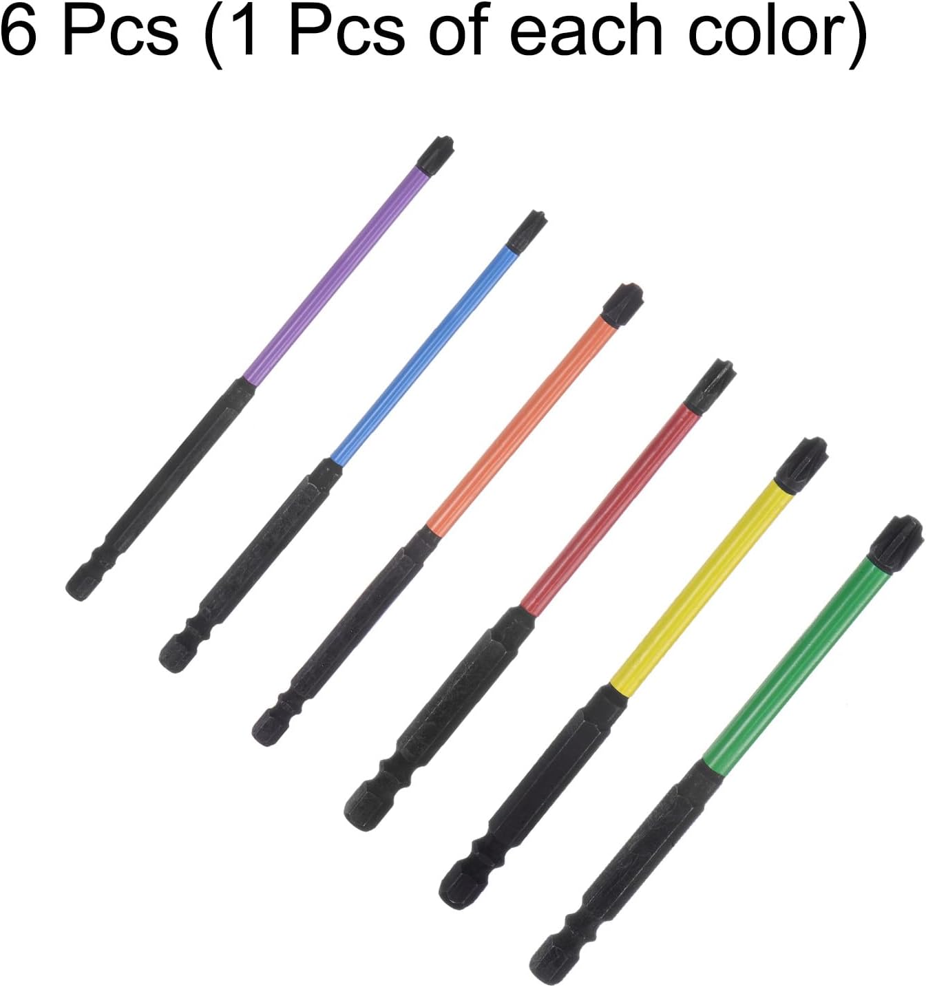 HARFINGTON 6pcs Phillips Slotted Head Screwdriver Bits FPH1 FPH2 FPH3 FPZ1 FPZ2 FPZ3 4.3" Length 1/4" Hex Shank S2 Steel Magnetic Flat Cross Head Electrician Bit