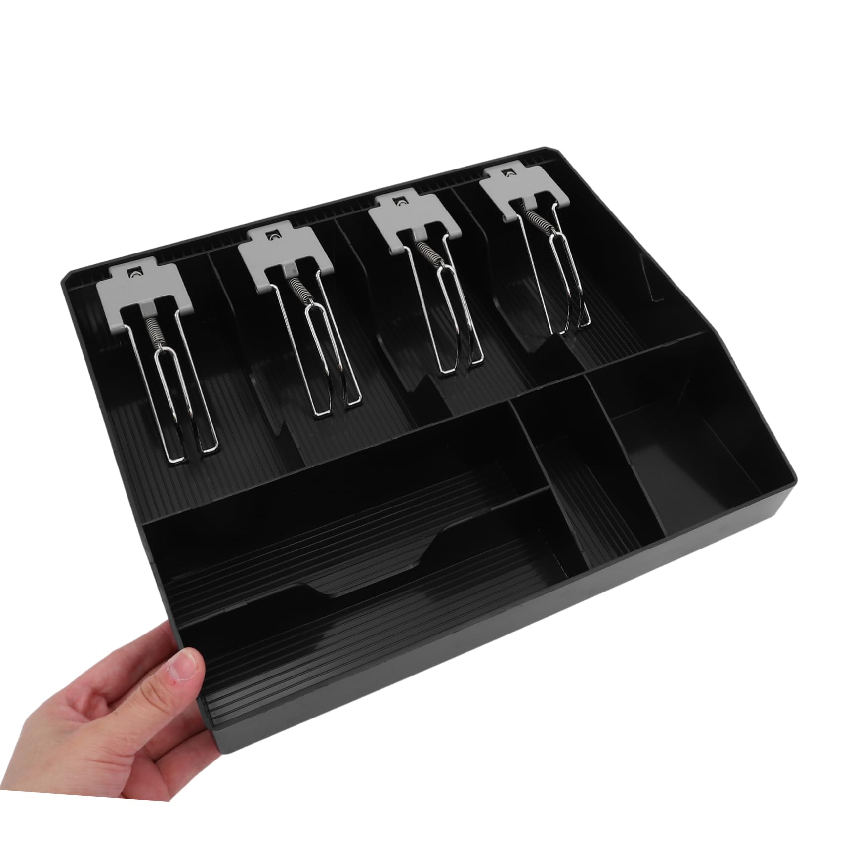 Artibetter Kassenschublade für Kleinunternehmen mit 3 Scheinfächern und 3 Münzfächern aus Abs und Metall Geldaufbewahrungsschublade mit Clip für Supermärkte und Andere Verkaufsstellen
