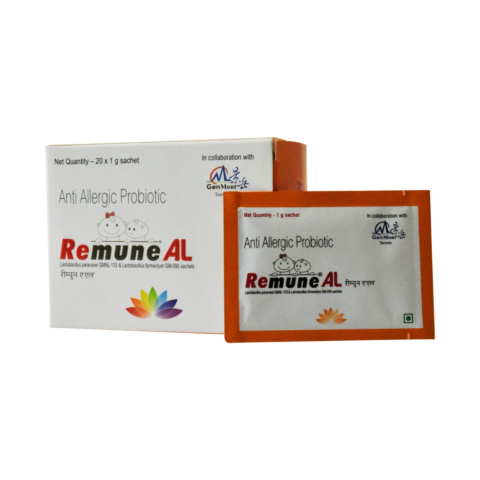 Sundyota's Remune AL Sachets | Natural anti-allergic probiotic supplement | Helps in allergic rhinitis & atopic dermatitis | Ideal for all-Kids to Elderly | Delicious Orange Flavor Sachets (40)