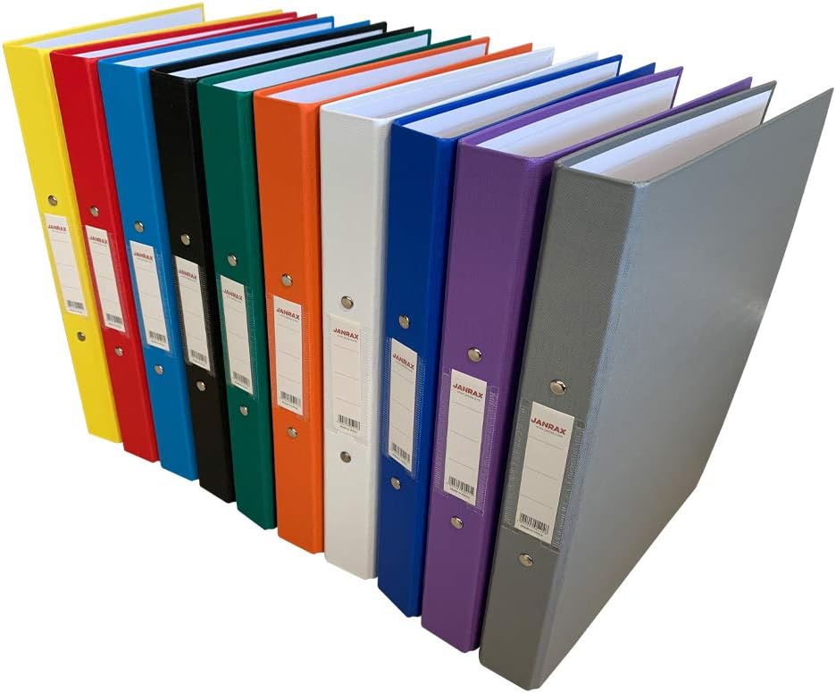 Pack of 10 A4 Coloured Paper Over Board Ring Binders by Janrax (Grey)