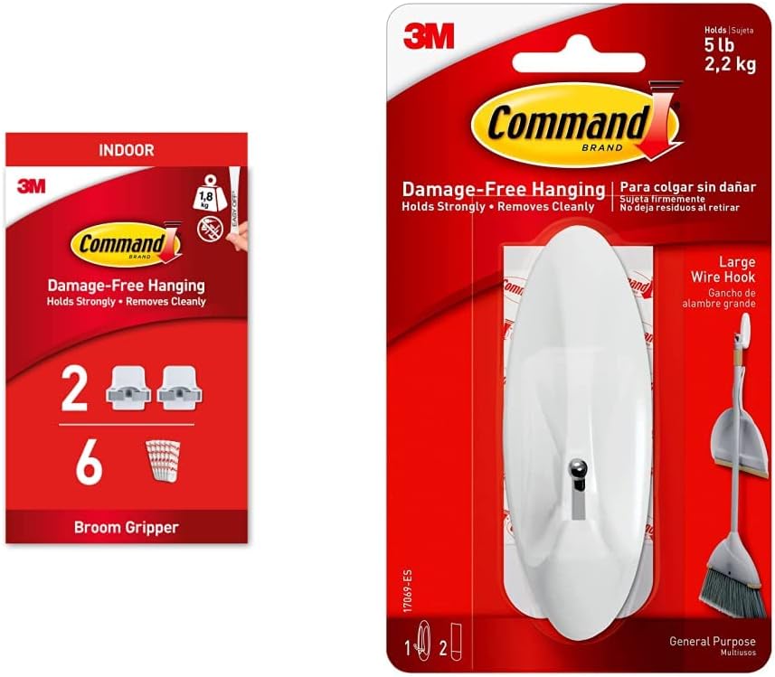 Command Broom Gripper, 2 Broom Holders and 6 Adhesive Strips Suitable