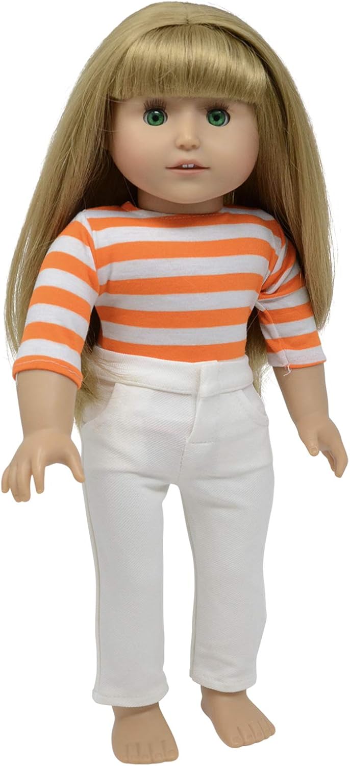 Doll T-Shirts Set of 10 - Doll Clothes fits All 18 Inch Dolls (Striped)