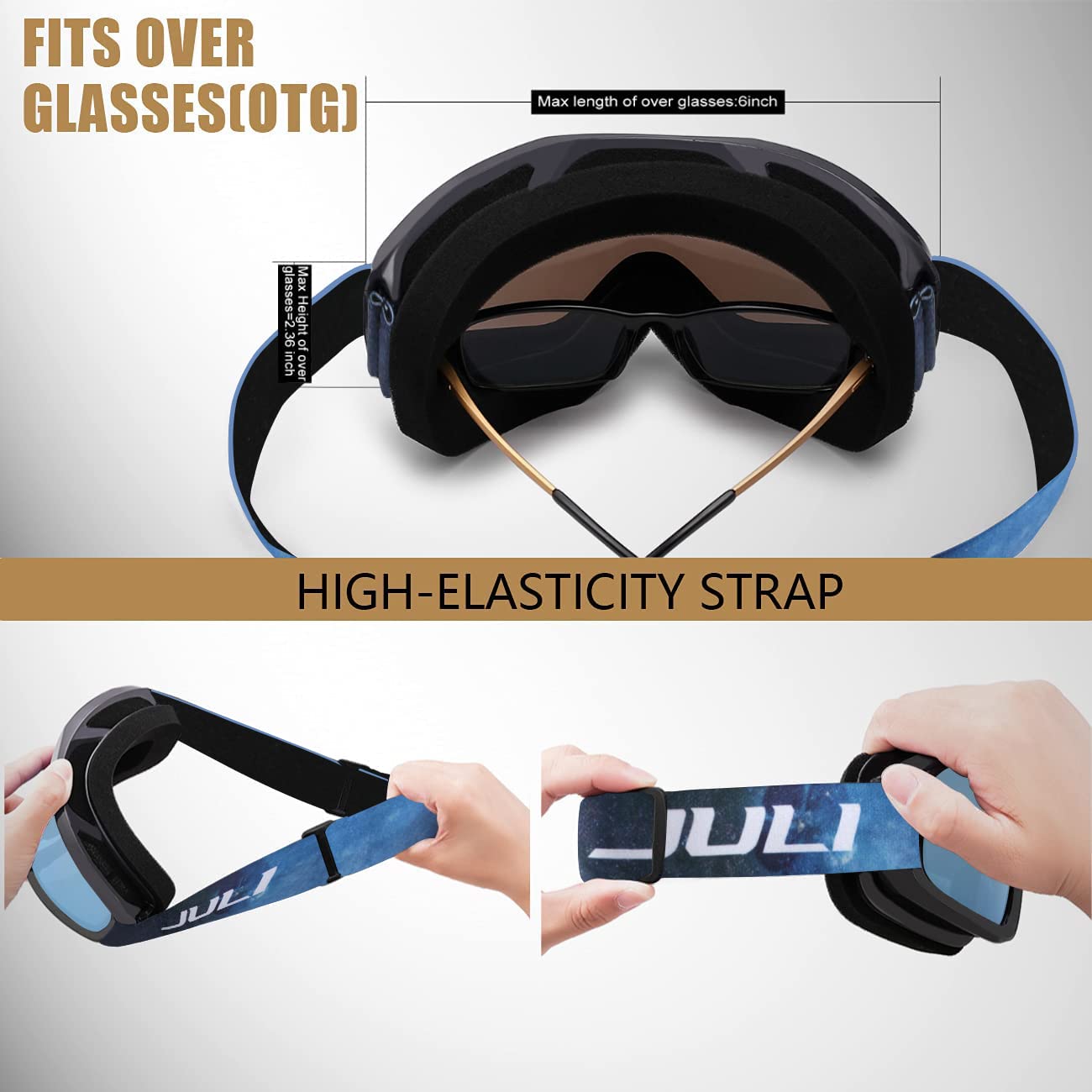 Juli - Occhiali da sci e snowboard, unisex, per motoslitta, sci, pattinaggio