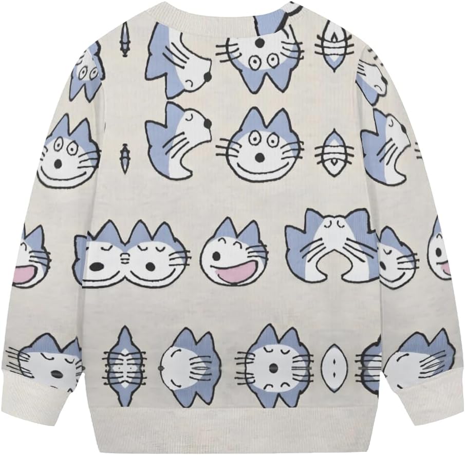 ニットトップス キッズ 長袖 セーター クルーネック ハイゲージ 猫柄 秋 冬レトロ 子供服 韓国 韓国子供服 女の子 女児 男の子 男児  ユニセックス 男女兼用 人気 おすすめ かわいい 可愛い おしゃれ オシャレ プレゼント 贈り物 ギフト 誕生日 バースデー お出かけ 旅行 90 11ぴきのねこ 30 ニット セーター 子供服 長袖 男の子 女の子 クルーネック 可愛い 薄い 通園 通学 春 夏 秋 冬 XL