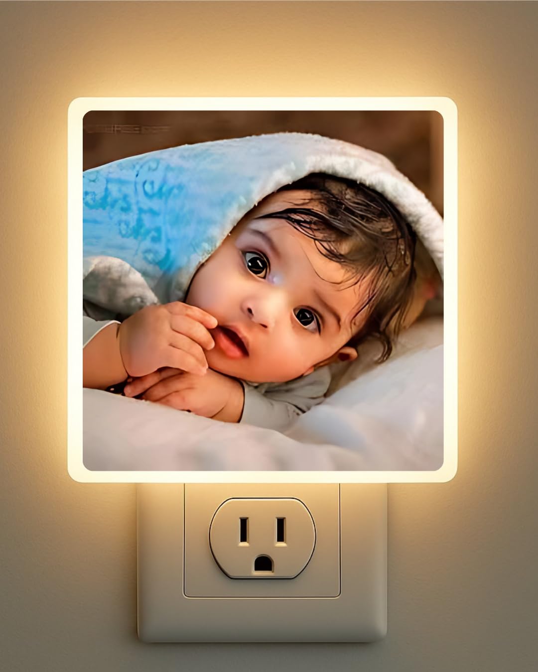 LED Night Lamp with Spiritual Design, 2-Pin Plug-in, 5x5 cm Compact Size, Glowing Wall Light, Photo Customization Available (Costomised Photo)-image-43