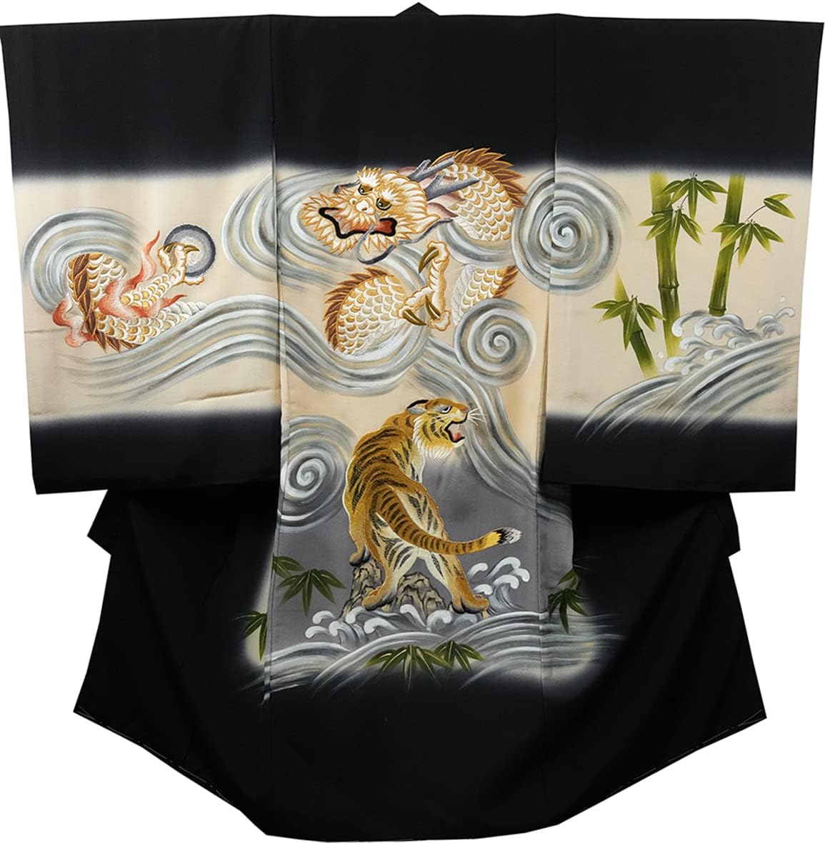 M4204☆ 着物淡雪 ☆ アンティーク子ども着物☆ 一つ身 五つ紋 2点