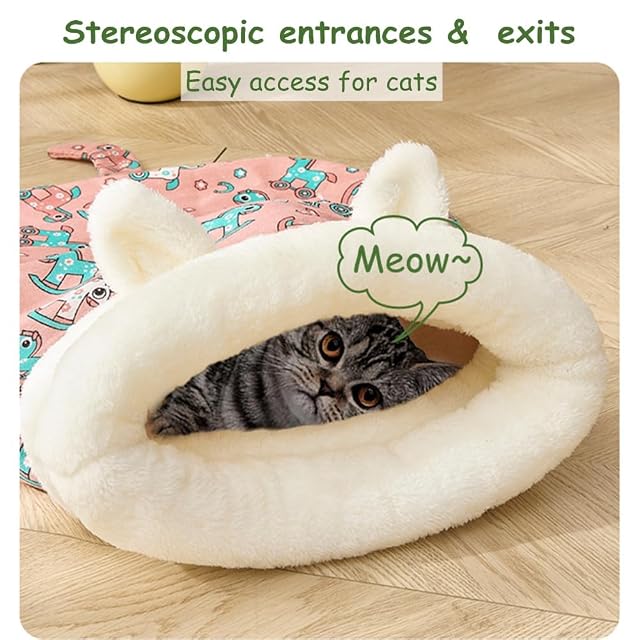 Foto 3 de 7 de Bpoeee Warm Plush Thick Cat Pet Sleeping Bed, Cat Sleeping Bag for Indoor Cats, Cat Winter Sleeping Bag