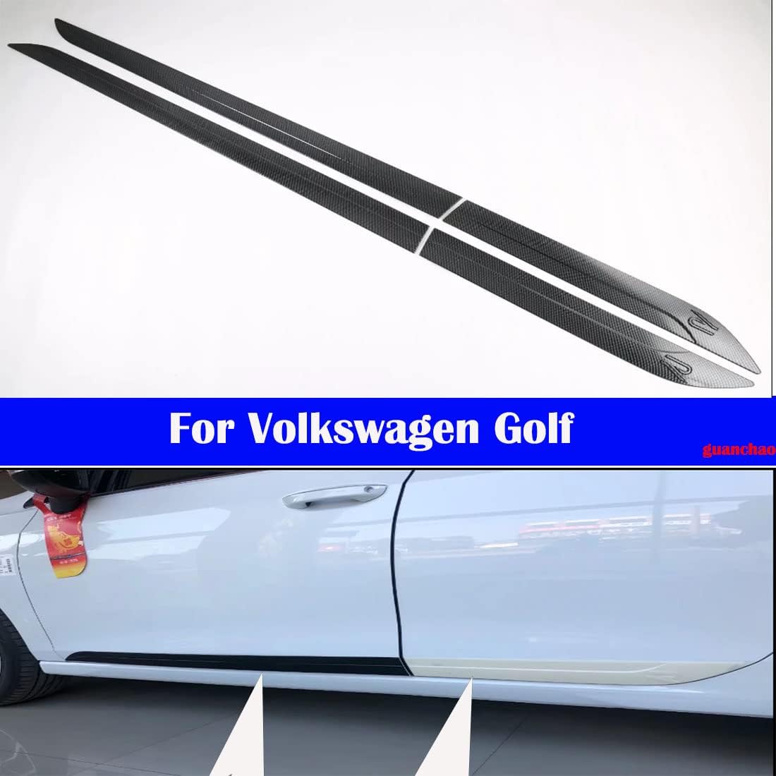 Car exterior decoration modification decorative strip For Golf Golf 8 2020-2021-2022-2023 (4 Door trim strip Carbon fiber)