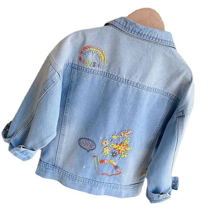 Kids Embroider Denim Jacket Girls' Outwear Ages 5-10 Years