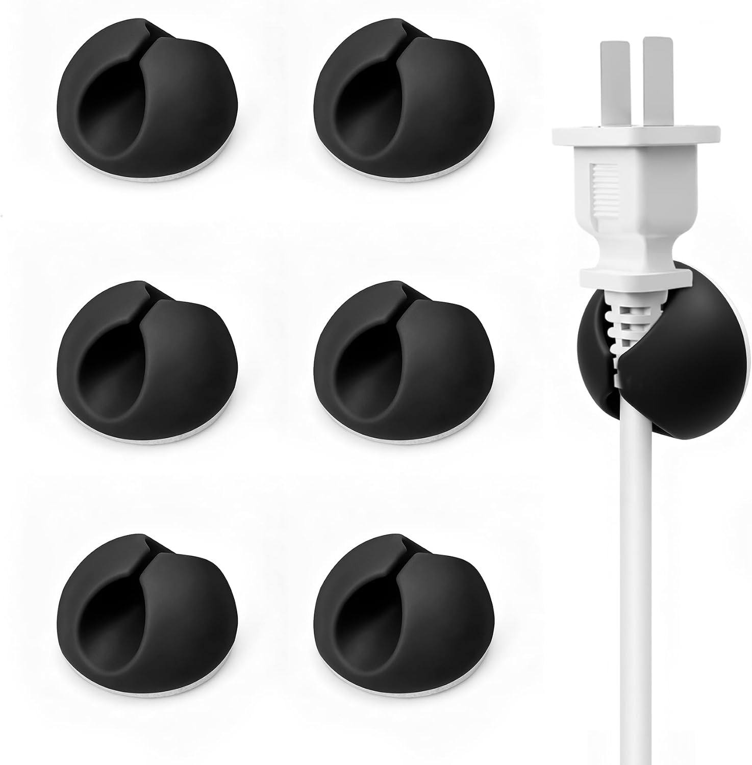 Cable Clips, usb power strip Cable Management Organizer, Black heavy duty surge protector Cord Holders (black, medium)