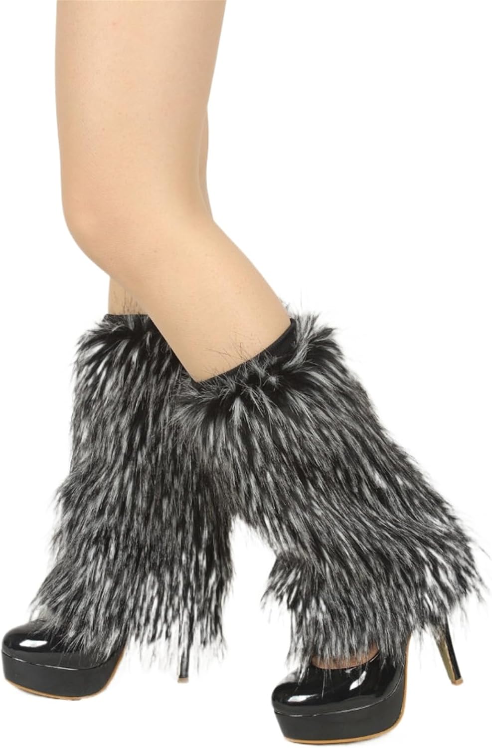 Women's Faux Fur Fuzzy Leg Warmers Furry Boot Covers Long Footless Socks Fluffy Boot Cuff High Leg Socks
