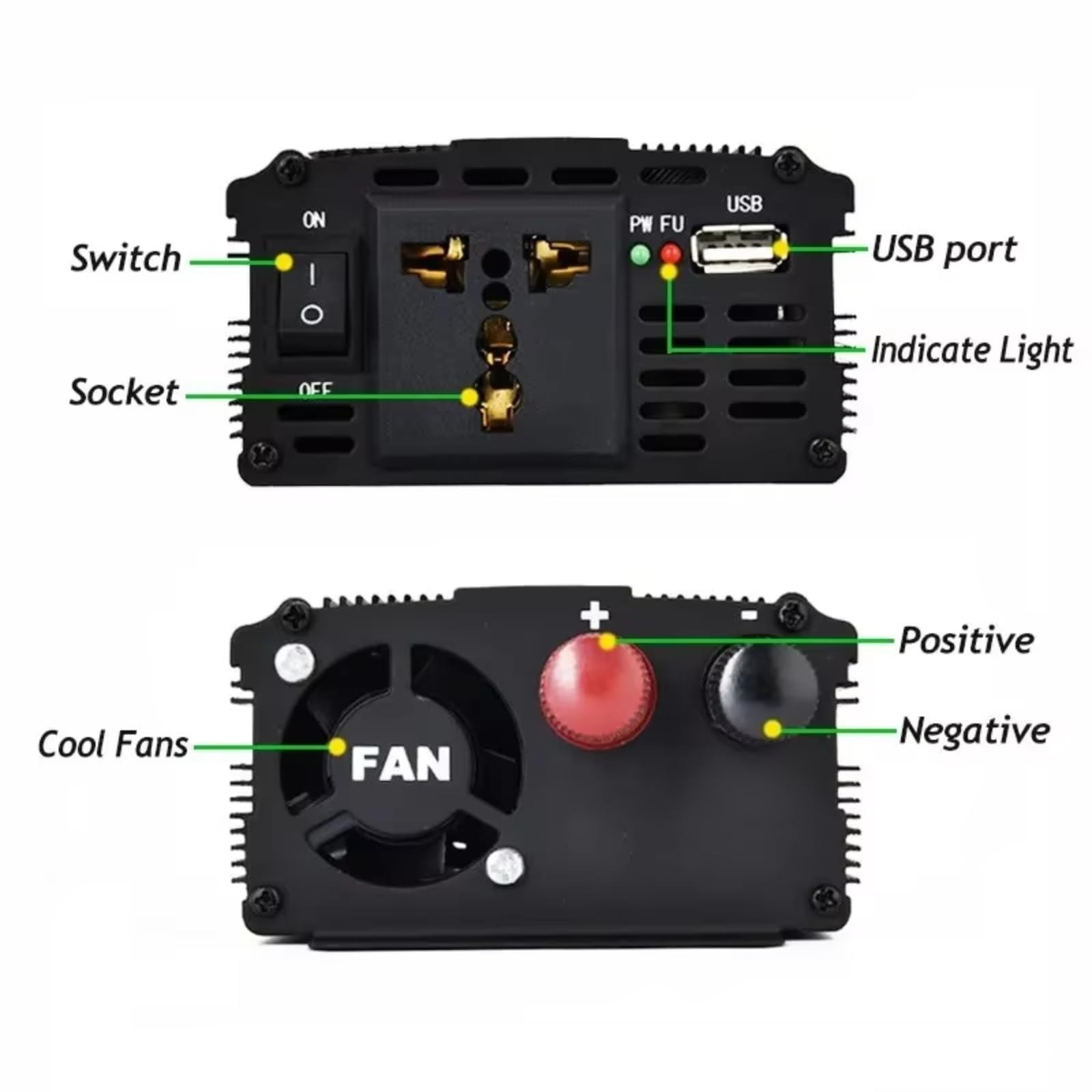 Inverter Onda Pura Inverter Inverter Auto 12V 220V Inverter Di Potenza 1000W/2000W Convertitore Di Tensione Auto Da CC A CA Da 12V A 220V(1000W)
