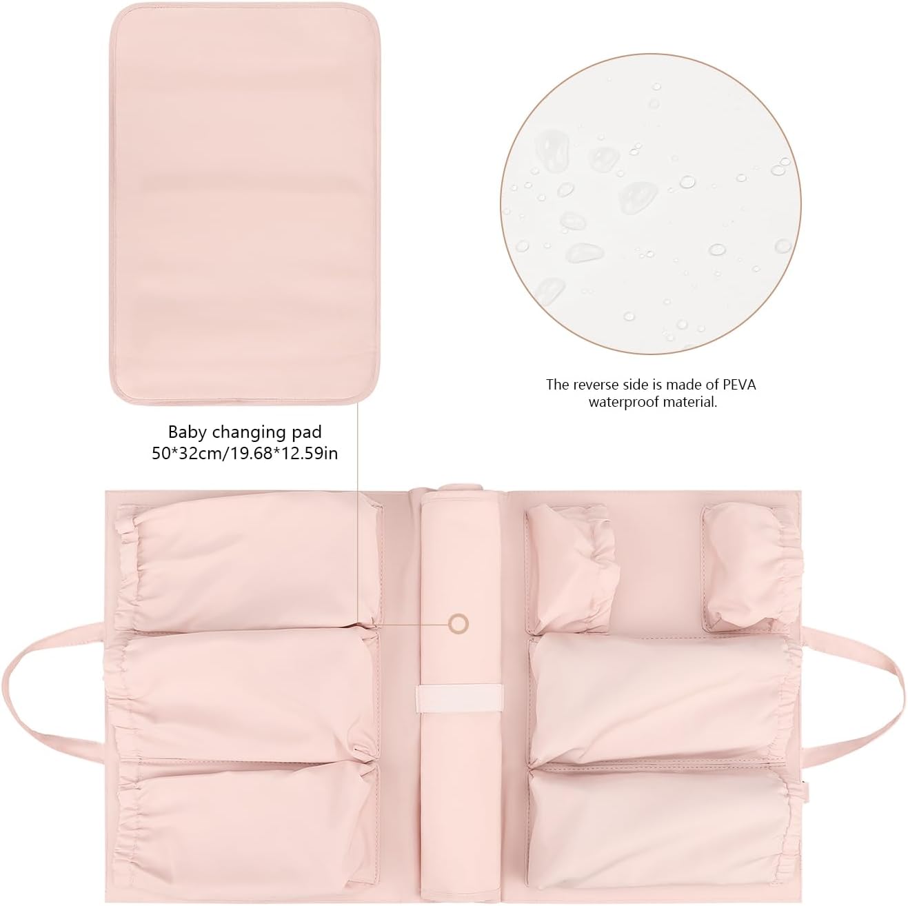 Lmbabter Removable Organizer Insert with Insulated Pocket,Updated Diaper Bag with 11 Total Pockets&Changing Pad, Handbag Tote Bag for Women Mommy Nurse (Pink)