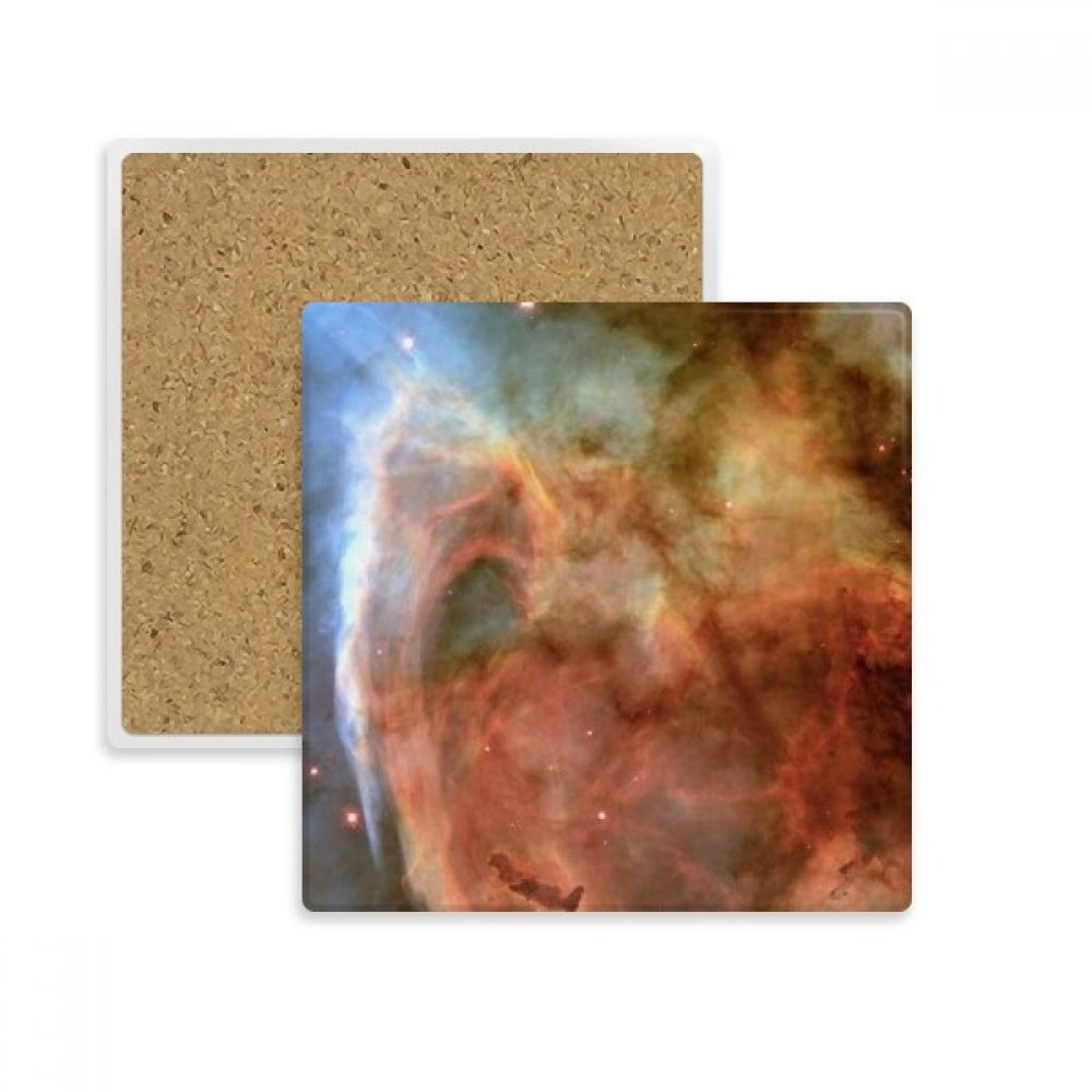 Dessous de verre carré en pierre absorbante motif nuages marron et bleu pour tasse