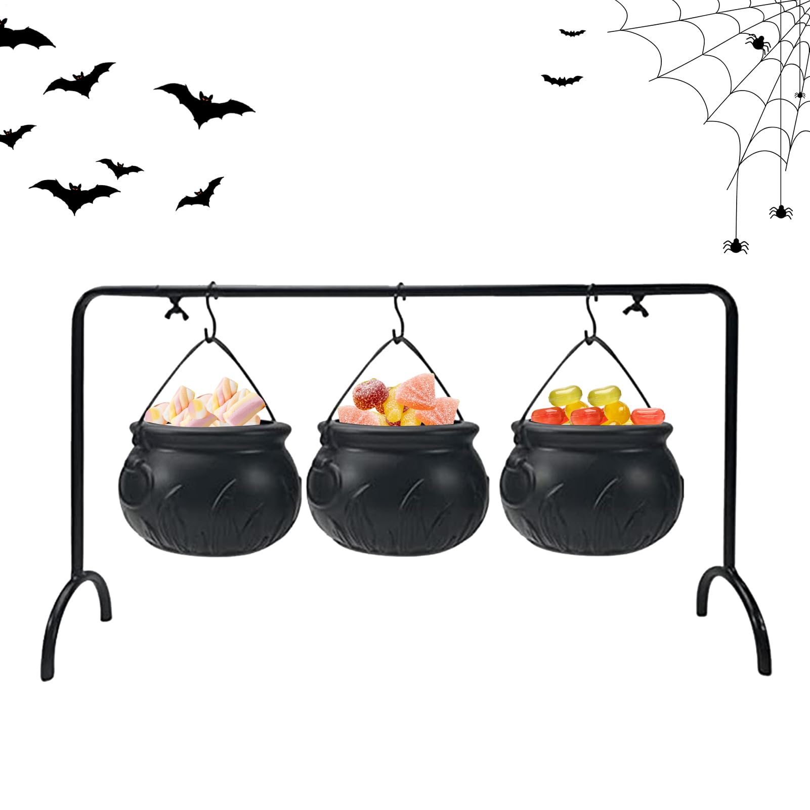 Pots noirs Halloween sorcières le lot de 3 bols pour régaler les enfants le 31 octobre