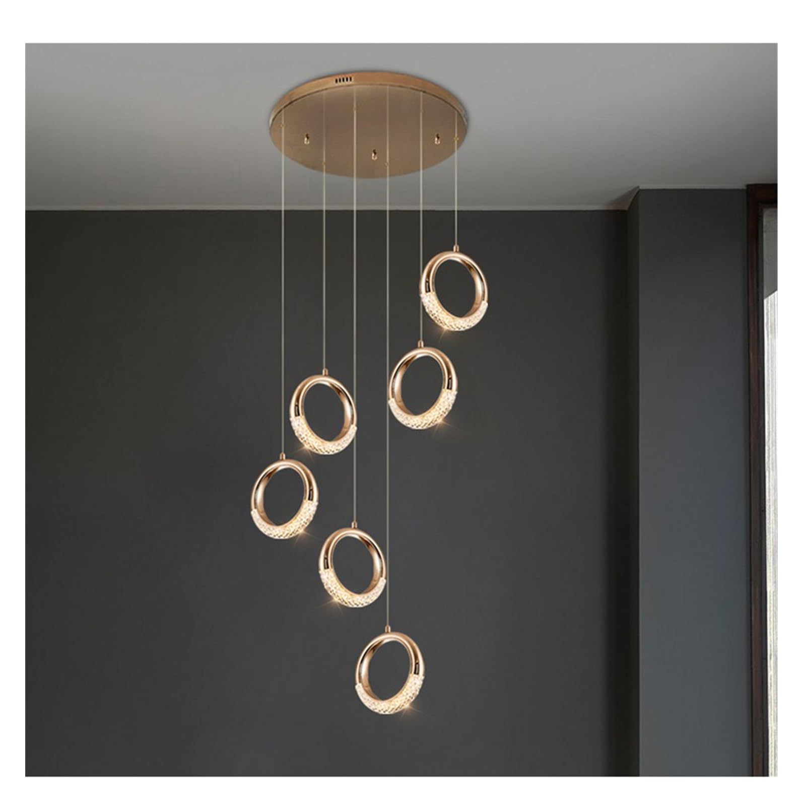 Nordic kolczyki, lampy wiszące do restauracji, designerska willa, mieszkanie, hotel, schody kręte, lampki nocne (6 świateł, ciepłe światło)