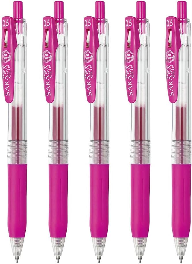 Zebra Gel Ballpoint Pen Sarasa Clip 0.5mm, Magenta, Set of 5 P-JJ15-MZ5-AZ