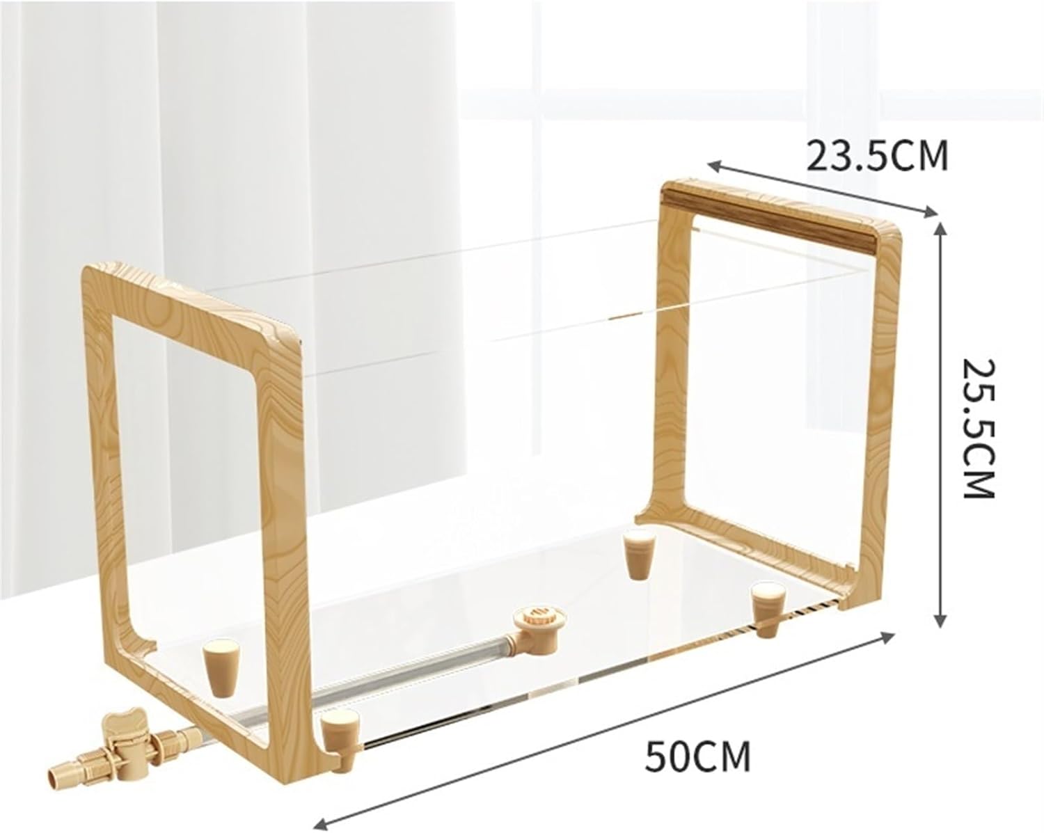Aquariums Fish Bowl Wooden Frame Turtle Aquarium Ultra White Glass Fish Tank Transparent Glass Fish Turtle Mixing Tank Fish Tanks(50x23.5x25.5cm)