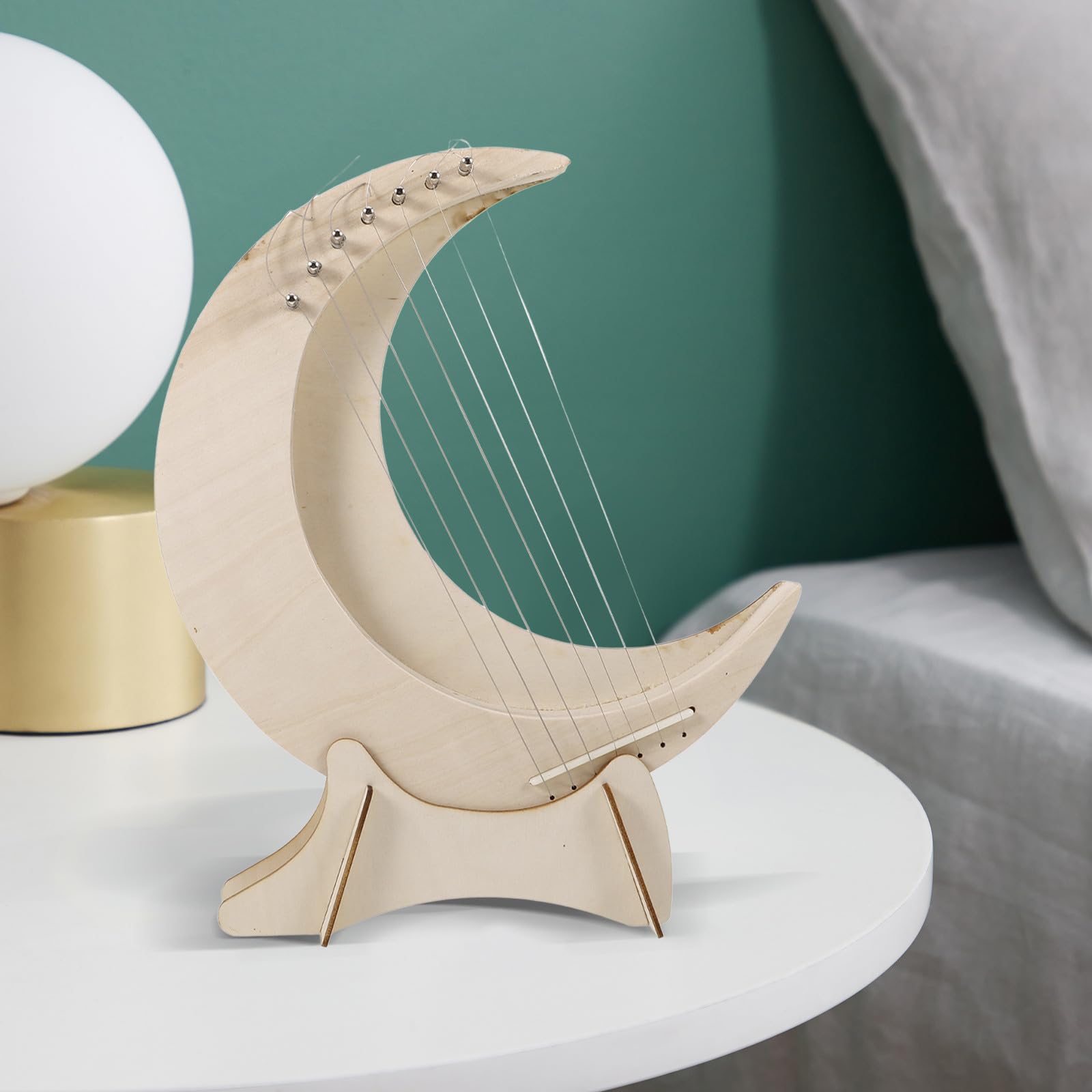Kisangel Holz Lyra Harfe Mondförmig Kleine Harfe für Anfänger mit Warmem Klang und Glatter Oberfläche Praktisches Musikinstrument Geschenk für Erwachsene