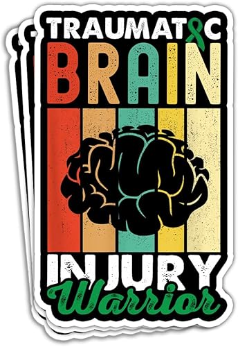 (3 unidades) - Adhesivo de concientización de lesiones cerebrales traumáticas, cinta verde para sobrevivientes de lesiones cerebrales, calcomanías